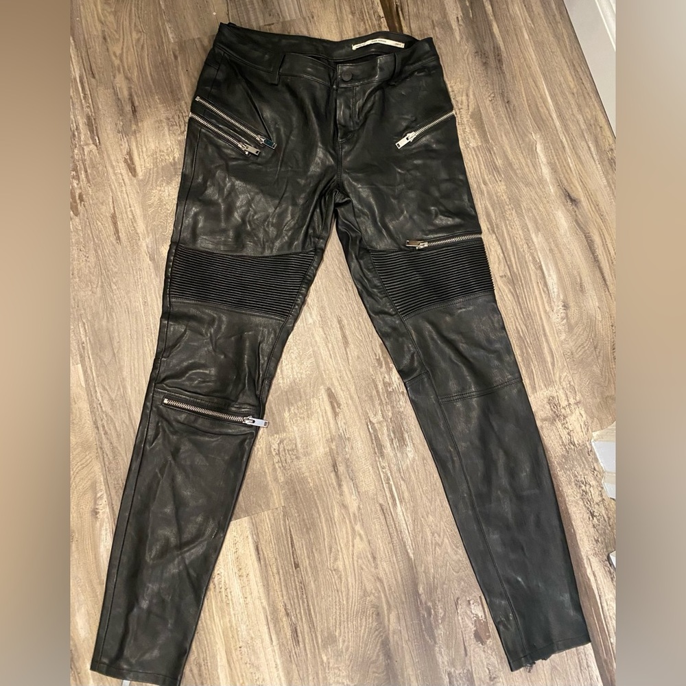 Zara Woman faux moto style pants with zippers size 2